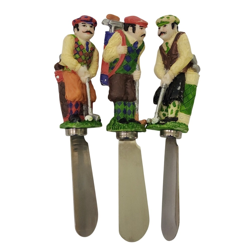 Boston Warehouse Golfers Cheese Spreaders Set‎ of 3 Stainless Steel Golf Theme